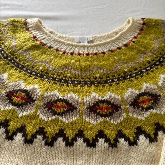 J. Jill Cream and Olive Patterned Sweater - Picture 2 of 10